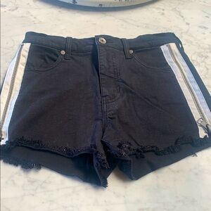 Kendall + Kylie black high waisted denim jean shorts white side zipper size 27